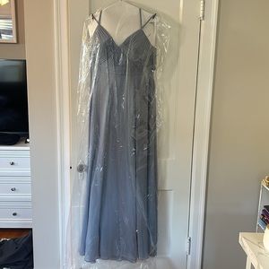 Azazie Blue Chiffon Dress with strappy back and leg slit